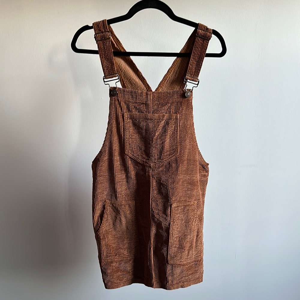 Brown Corduroy Overall Dress